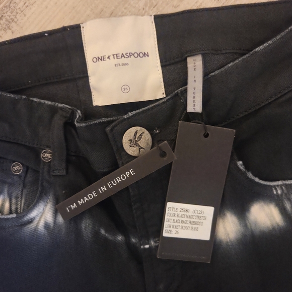 One Teaspoon Freebird Black & White With Light Contrast Skinny Low Rise Jeans - Picture 2 of 11